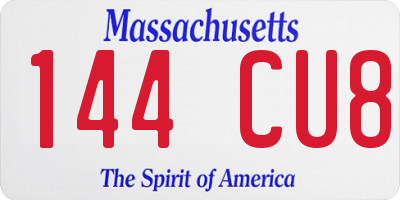 MA license plate 144CU8