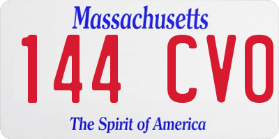 MA license plate 144CV0