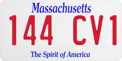 MA license plate 144CV1