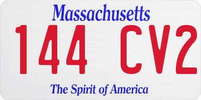 MA license plate 144CV2