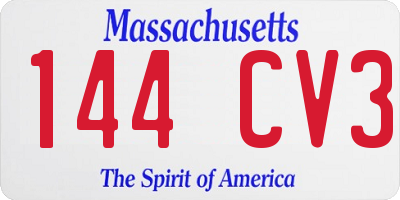 MA license plate 144CV3