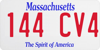 MA license plate 144CV4