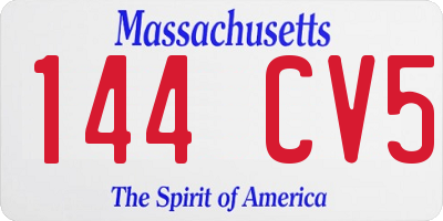 MA license plate 144CV5