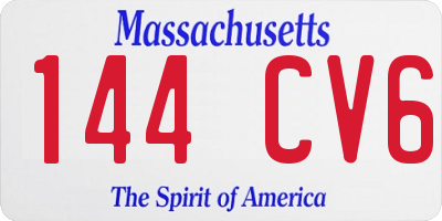 MA license plate 144CV6