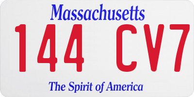 MA license plate 144CV7