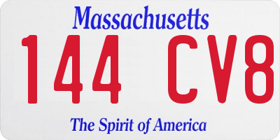 MA license plate 144CV8