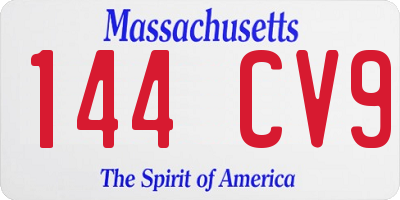 MA license plate 144CV9