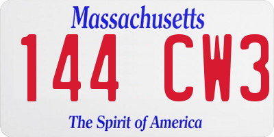 MA license plate 144CW3