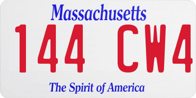 MA license plate 144CW4