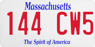 MA license plate 144CW5