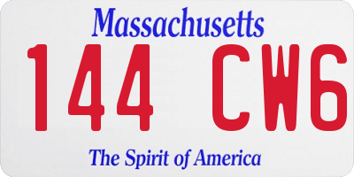 MA license plate 144CW6