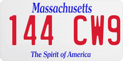 MA license plate 144CW9