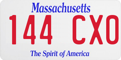 MA license plate 144CX0