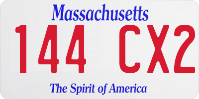 MA license plate 144CX2