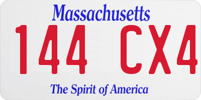 MA license plate 144CX4