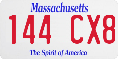 MA license plate 144CX8