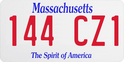 MA license plate 144CZ1