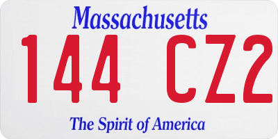 MA license plate 144CZ2