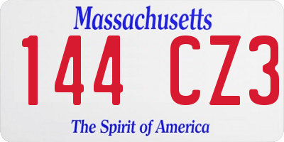 MA license plate 144CZ3