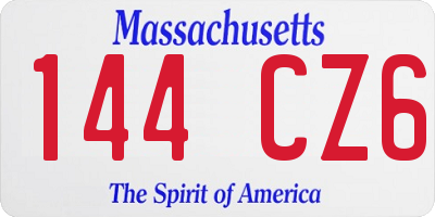 MA license plate 144CZ6