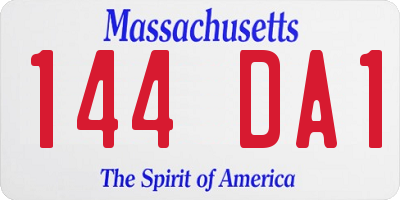 MA license plate 144DA1