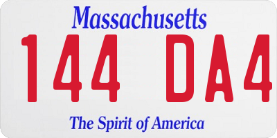 MA license plate 144DA4