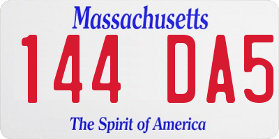 MA license plate 144DA5