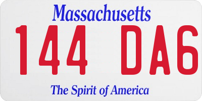 MA license plate 144DA6