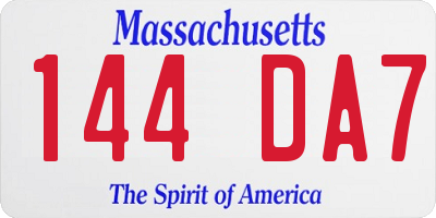 MA license plate 144DA7