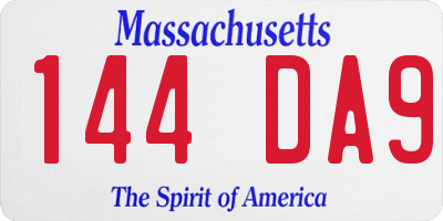 MA license plate 144DA9
