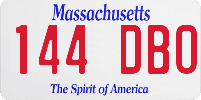 MA license plate 144DB0