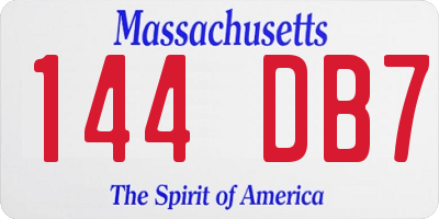 MA license plate 144DB7