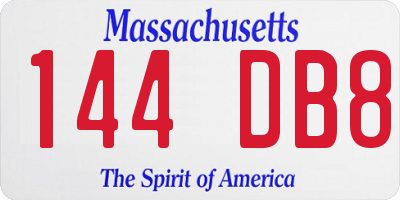 MA license plate 144DB8