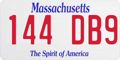 MA license plate 144DB9