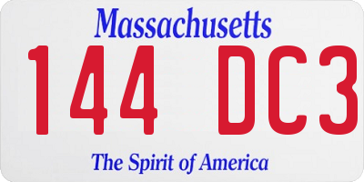 MA license plate 144DC3