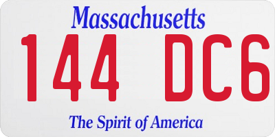 MA license plate 144DC6