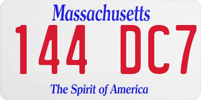 MA license plate 144DC7
