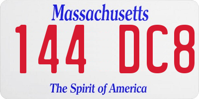 MA license plate 144DC8