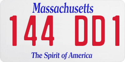 MA license plate 144DD1