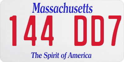 MA license plate 144DD7