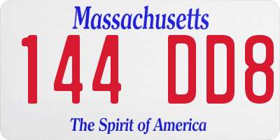 MA license plate 144DD8