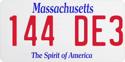 MA license plate 144DE3