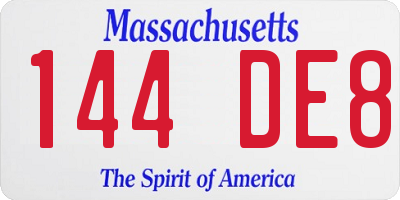 MA license plate 144DE8