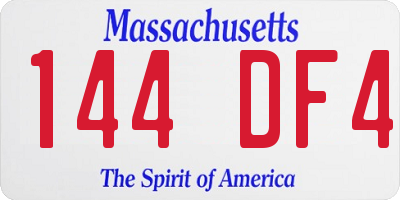MA license plate 144DF4