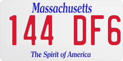MA license plate 144DF6