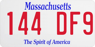 MA license plate 144DF9