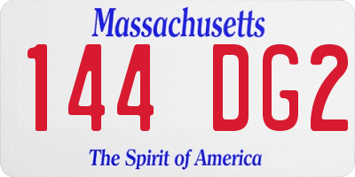MA license plate 144DG2
