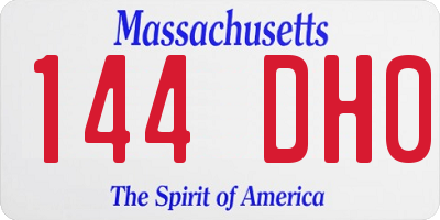 MA license plate 144DH0