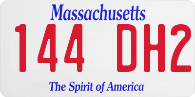 MA license plate 144DH2