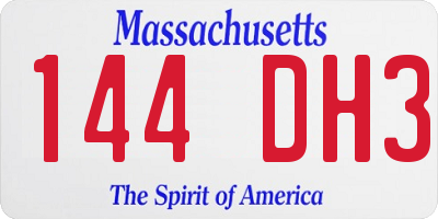 MA license plate 144DH3